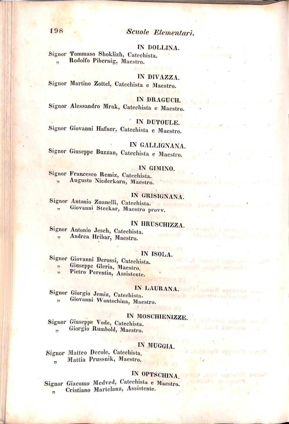 Scematismo dell'I. R. Litorale Austro-Illirico ed unitovi Indicatore generale della Città di Tr  · Str. 218