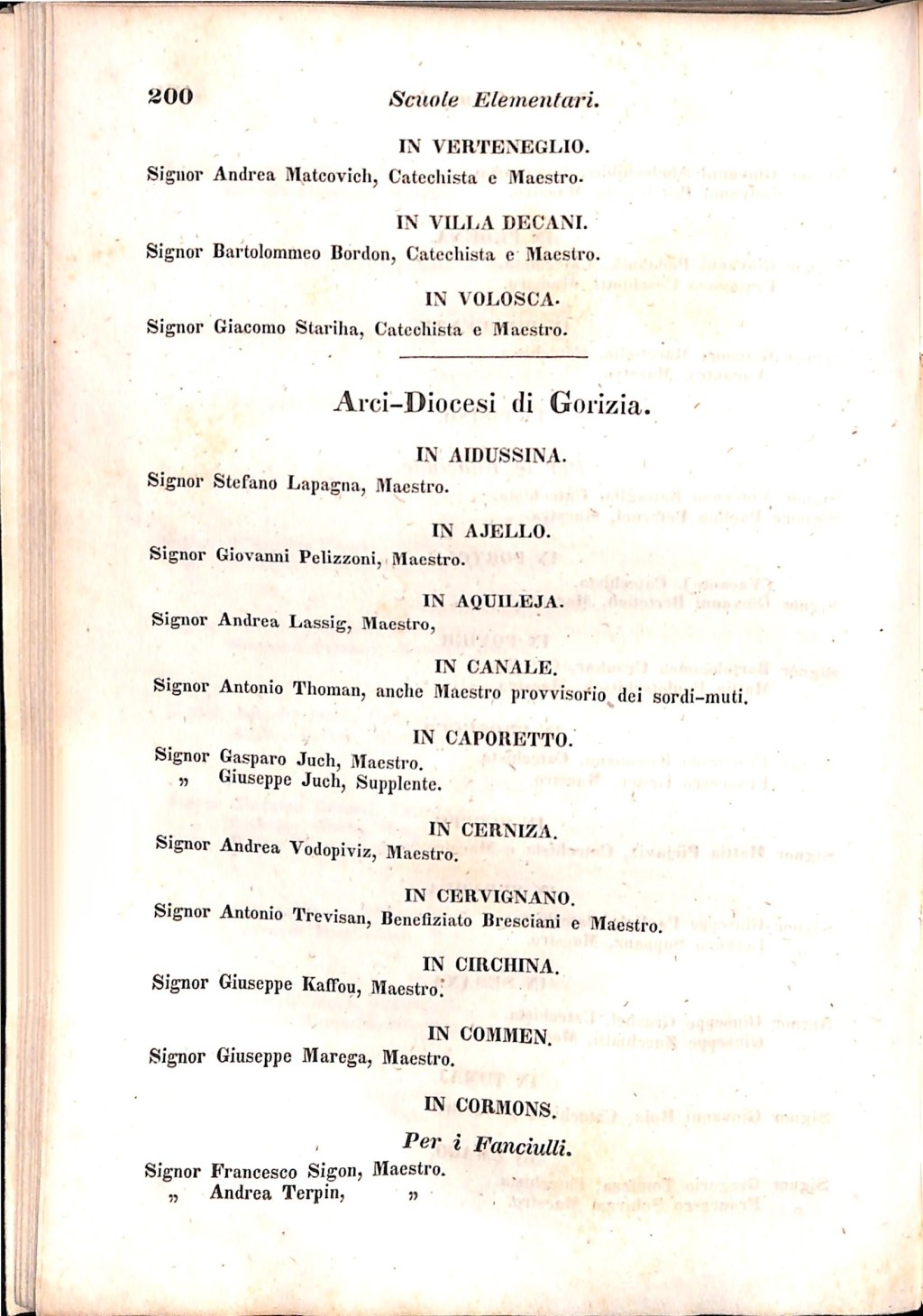 Scematismo dell'I. R. Litorale Austro-Illirico ed unitovi Indicatore generale della Città di Tr  · Str. 220