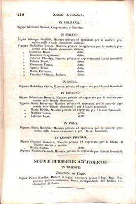 Scematismo dell'I. R. Litorale Austro-Illirico ed unitovi Indicatore generale della Città di Tr  · Str. 230