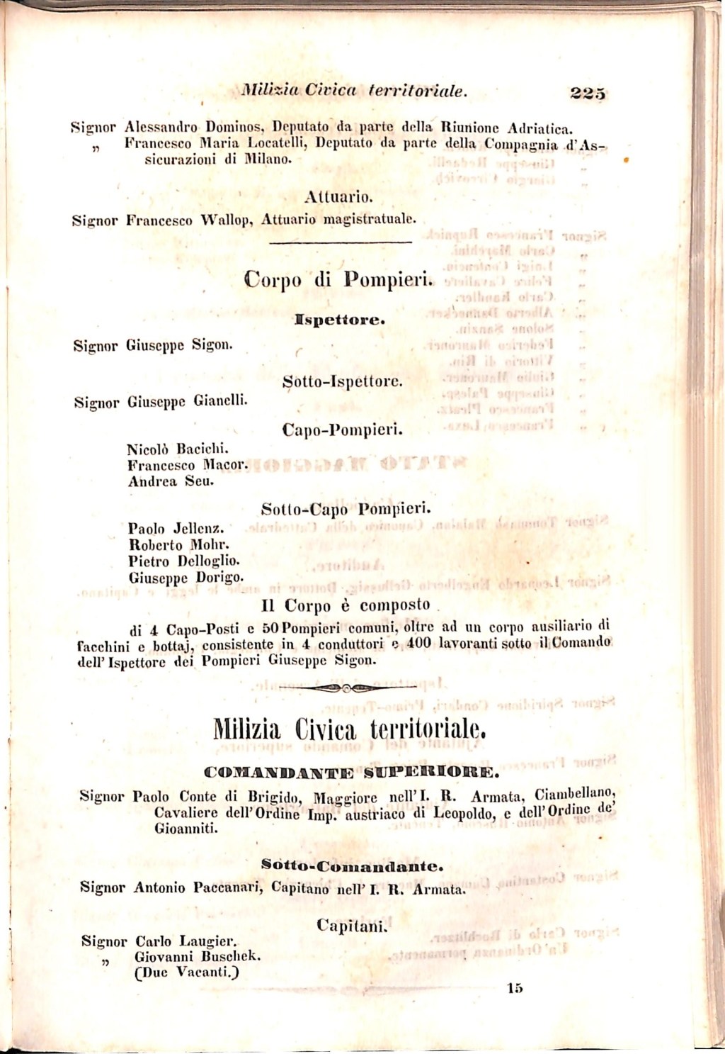 Scematismo dell'I. R. Litorale Austro-Illirico ed unitovi Indicatore generale della Città di Tr  · Str. 245