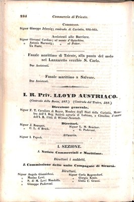 Scematismo dell'I. R. Litorale Austro-Illirico ed unitovi Indicatore generale della Città di Tr  · Str. 254