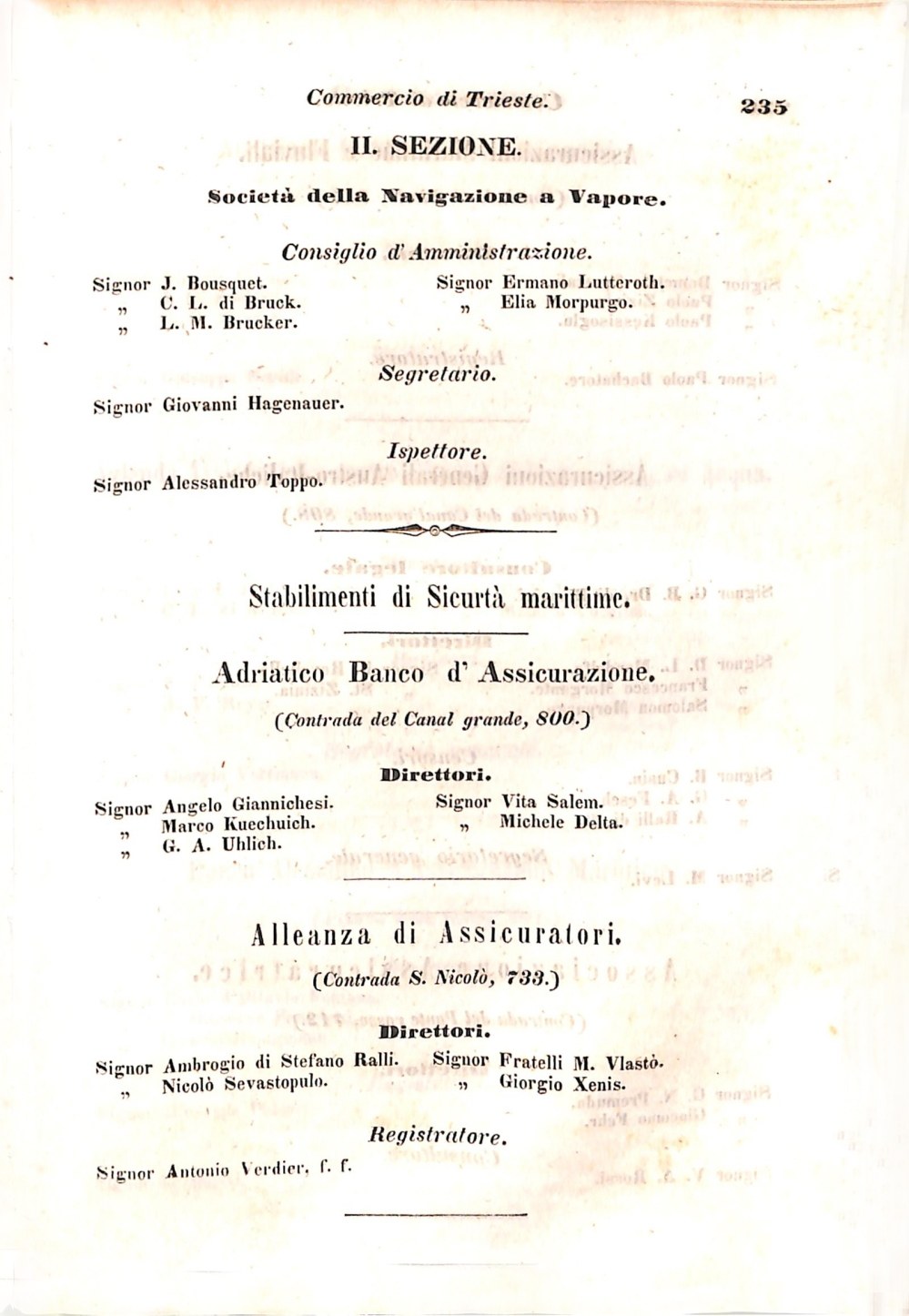 Scematismo dell'I. R. Litorale Austro-Illirico ed unitovi Indicatore generale della Città di Tr  · Str. 255