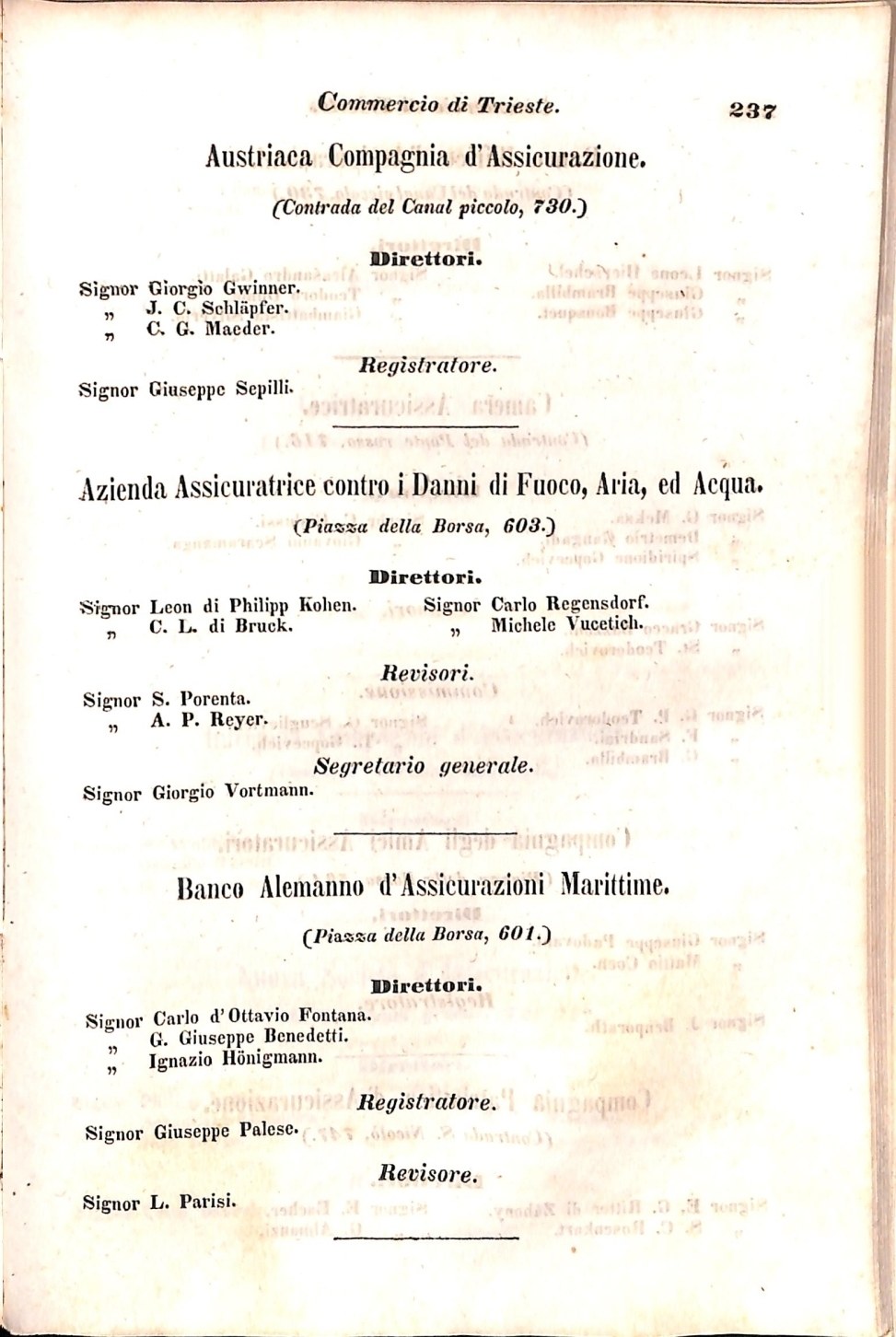 Scematismo dell'I. R. Litorale Austro-Illirico ed unitovi Indicatore generale della Città di Tr  · Str. 257
