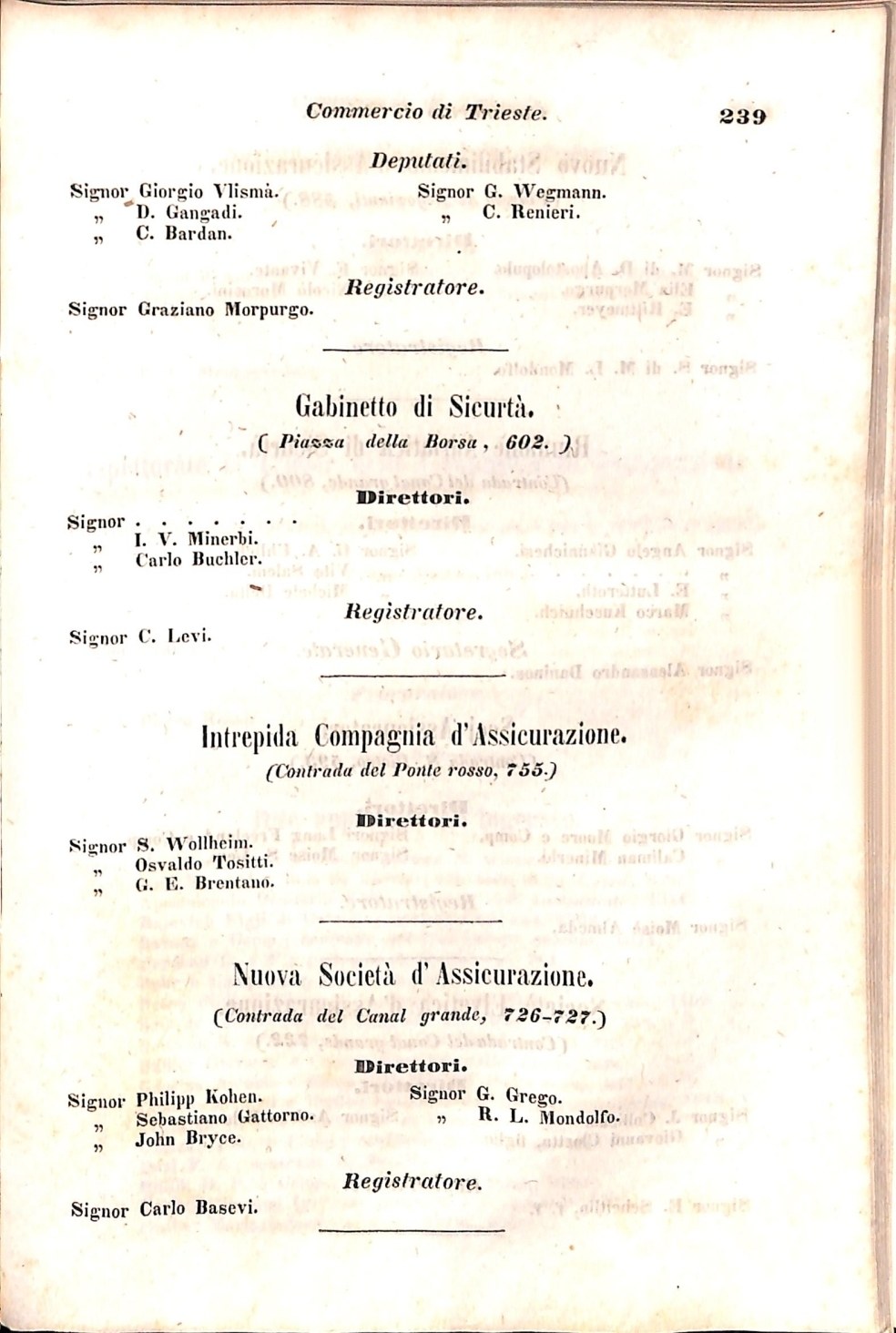 Scematismo dell'I. R. Litorale Austro-Illirico ed unitovi Indicatore generale della Città di Tr  · Str. 259