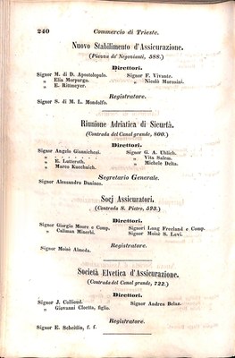 Scematismo dell'I. R. Litorale Austro-Illirico ed unitovi Indicatore generale della Città di Tr  · Str. 260
