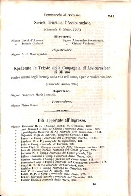 Scematismo dell'I. R. Litorale Austro-Illirico ed unitovi Indicatore generale della Città di Tr  · Str. 261