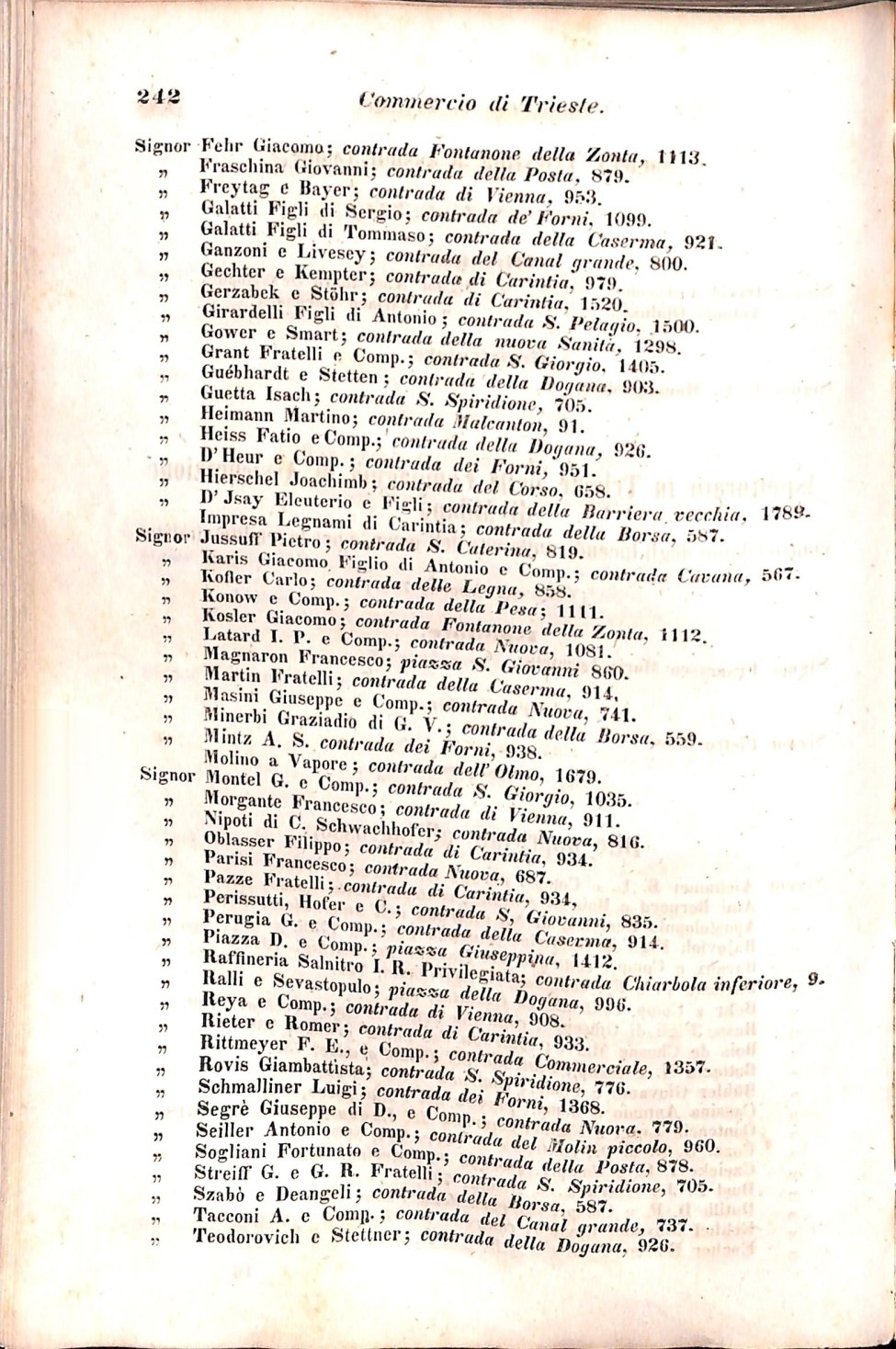 Scematismo dell'I. R. Litorale Austro-Illirico ed unitovi Indicatore generale della Città di Tr  · Str. 262