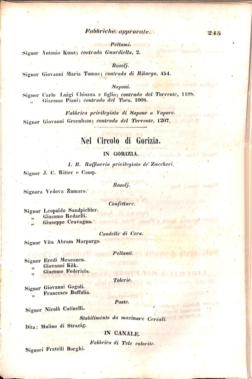 Scematismo dell'I. R. Litorale Austro-Illirico ed unitovi Indicatore generale della Città di Tr  · Str. 265