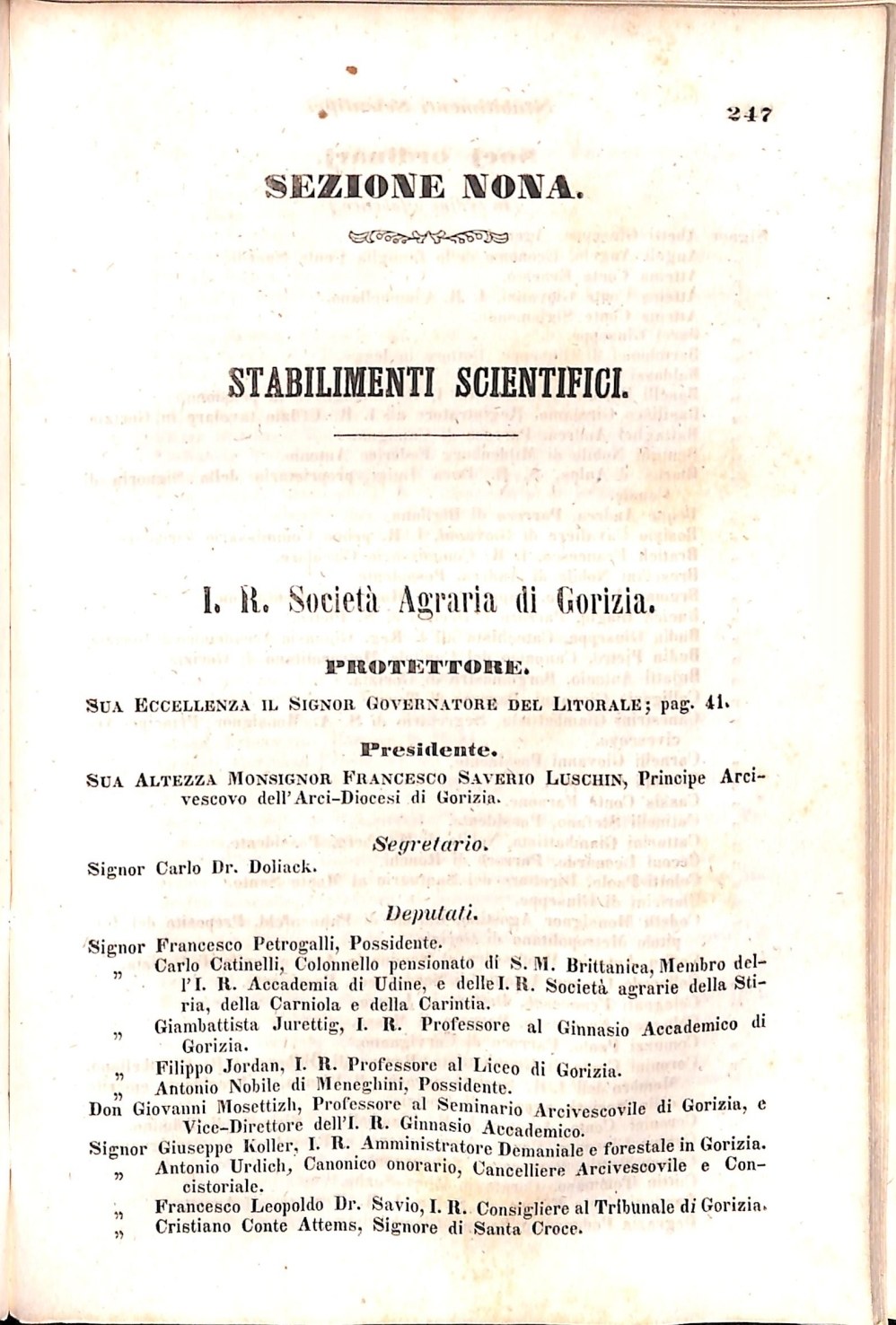 Scematismo dell'I. R. Litorale Austro-Illirico ed unitovi Indicatore generale della Città di Tr  · Str. 267