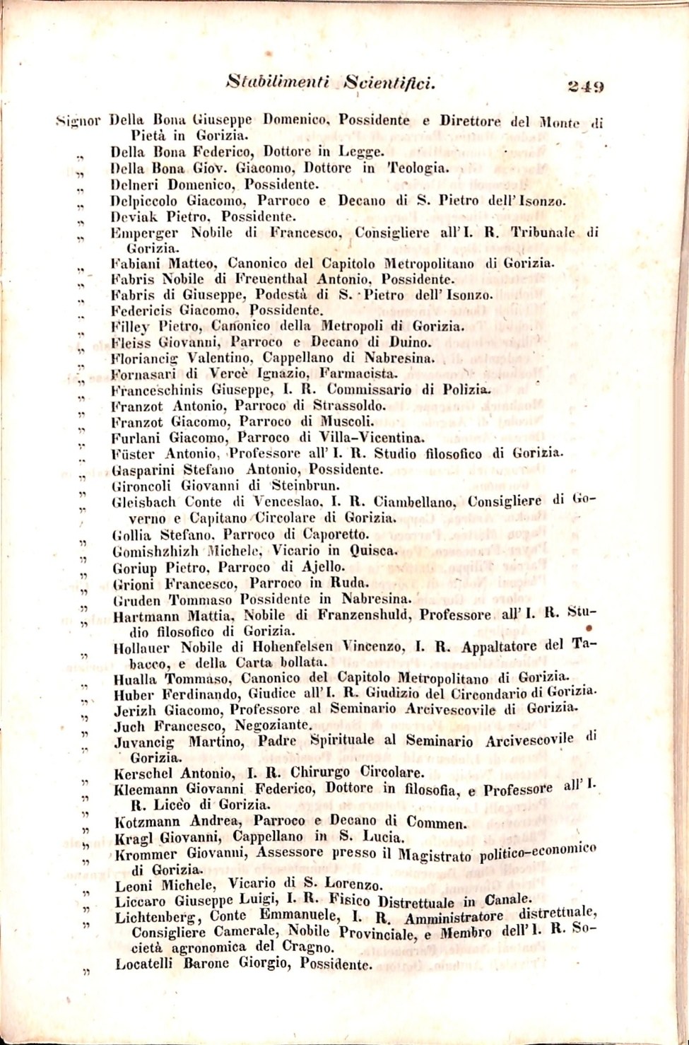 Scematismo dell'I. R. Litorale Austro-Illirico ed unitovi Indicatore generale della Città di Tr  · Str. 269