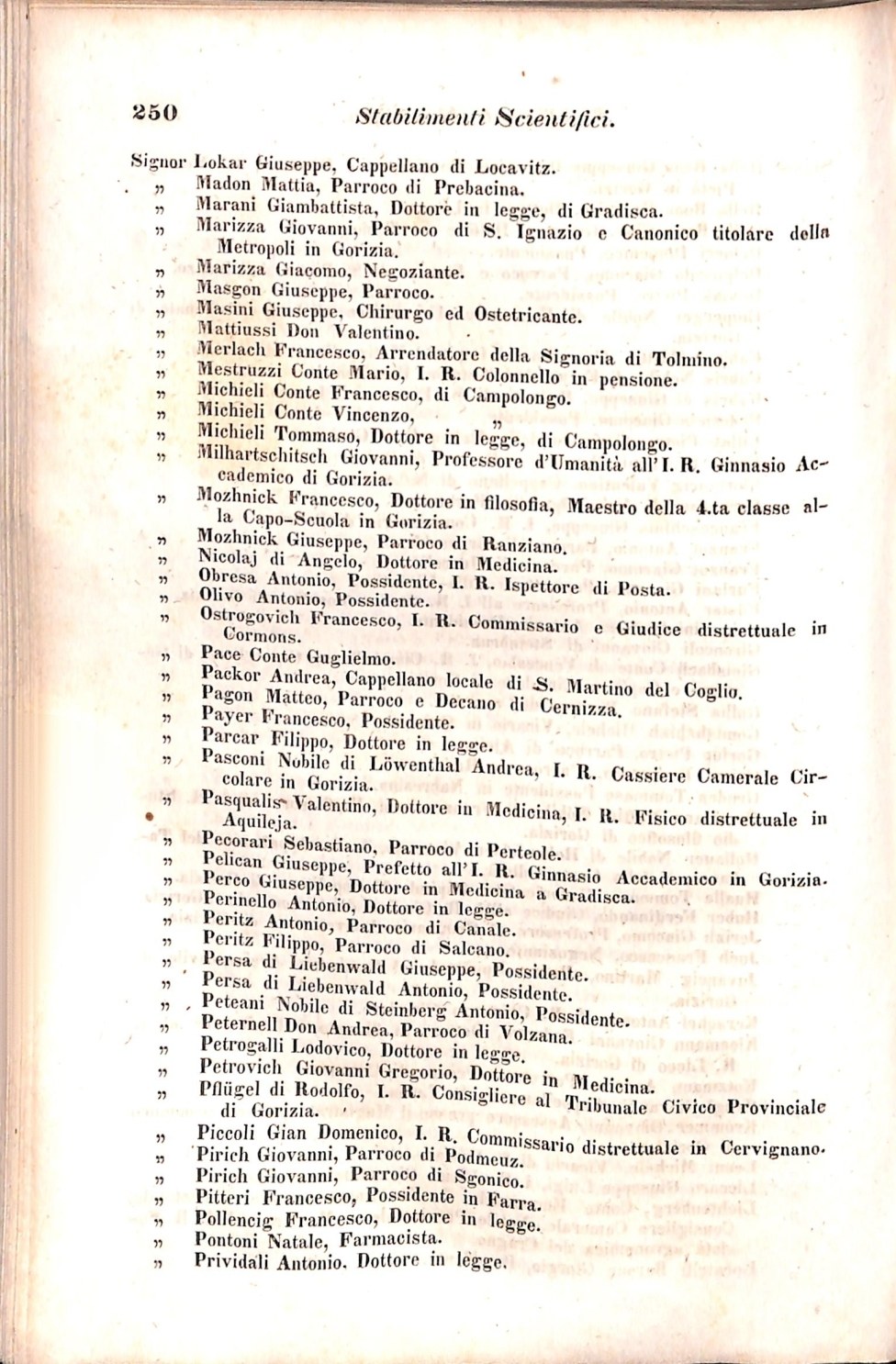 Scematismo dell'I. R. Litorale Austro-Illirico ed unitovi Indicatore generale della Città di Tr  · Str. 270