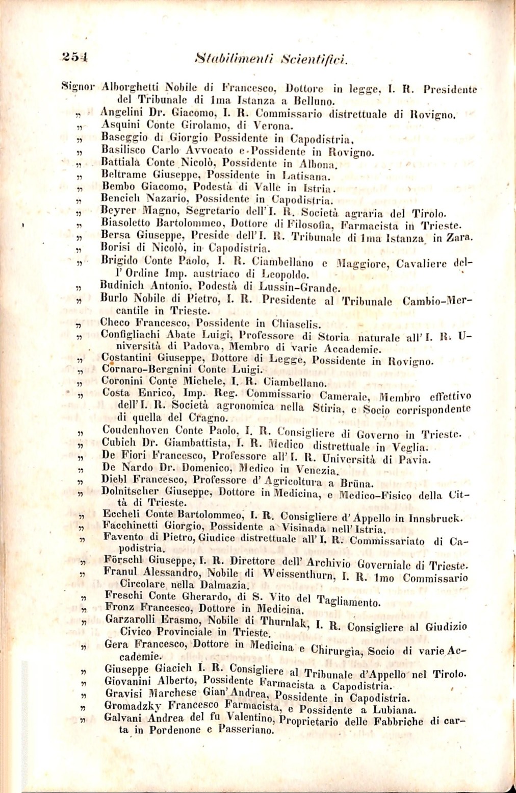 Scematismo dell'I. R. Litorale Austro-Illirico ed unitovi Indicatore generale della Città di Tr  · Str. 274