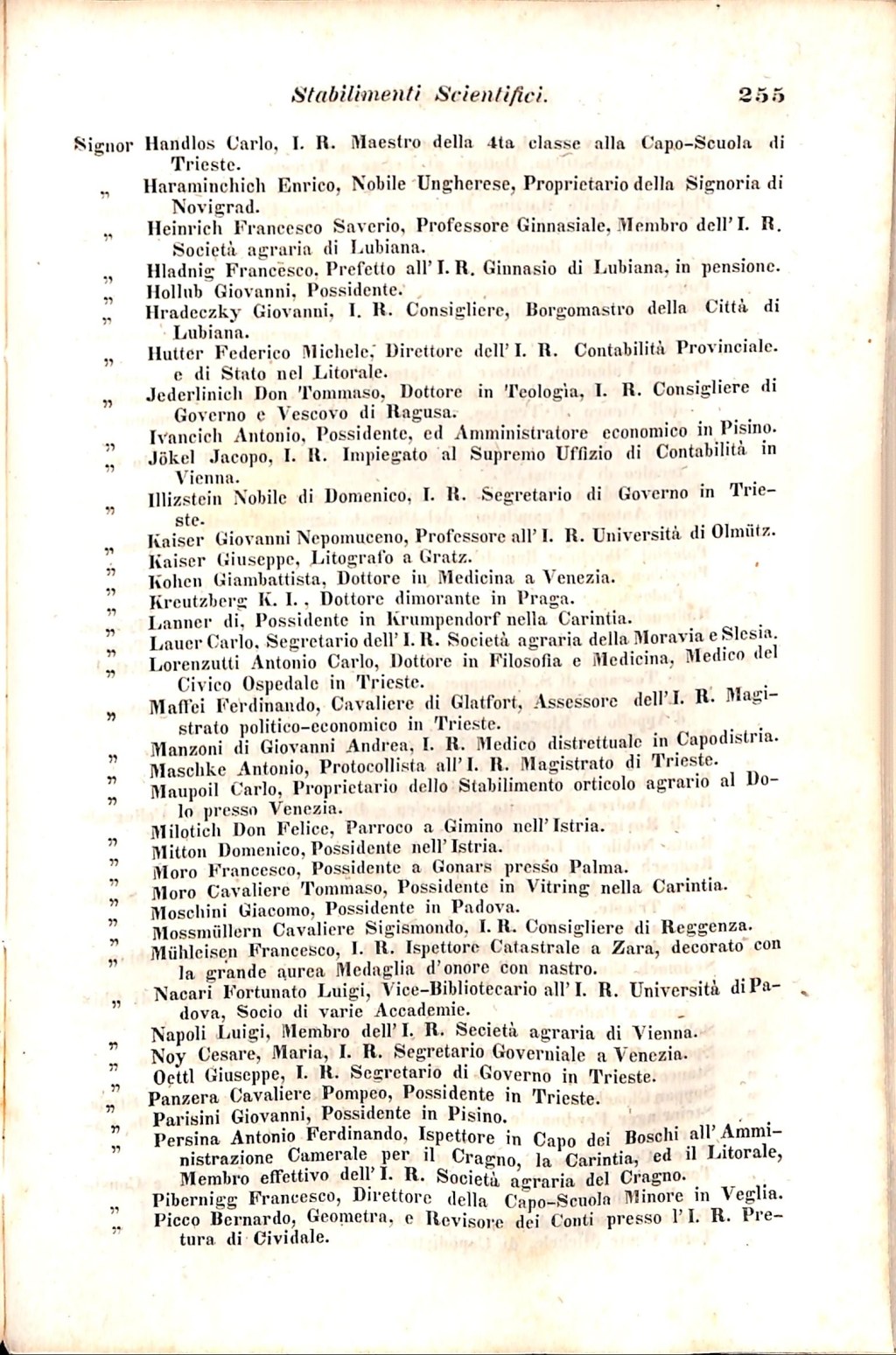 Scematismo dell'I. R. Litorale Austro-Illirico ed unitovi Indicatore generale della Città di Tr  · Str. 275