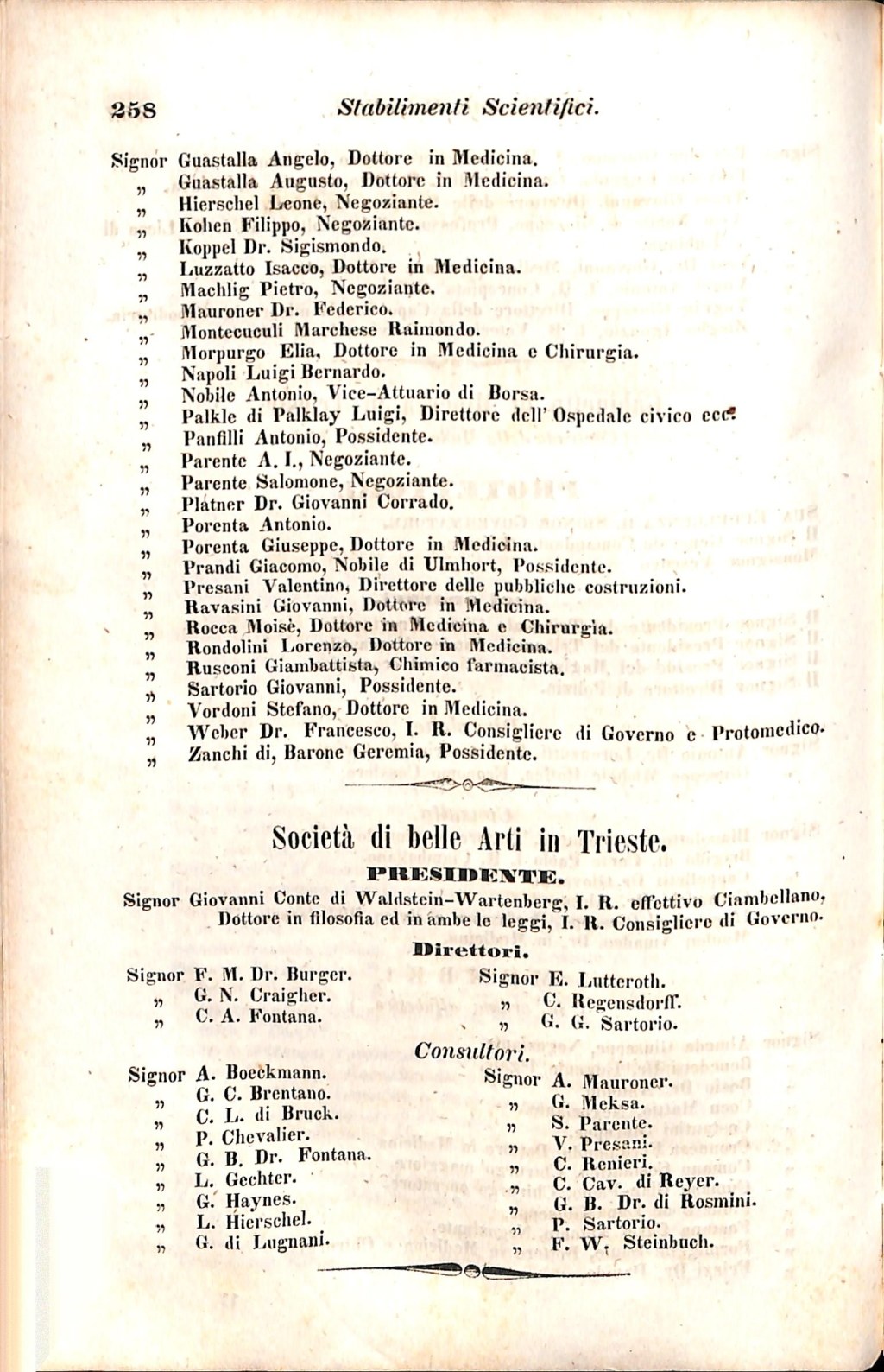 Scematismo dell'I. R. Litorale Austro-Illirico ed unitovi Indicatore generale della Città di Tr  · Str. 278