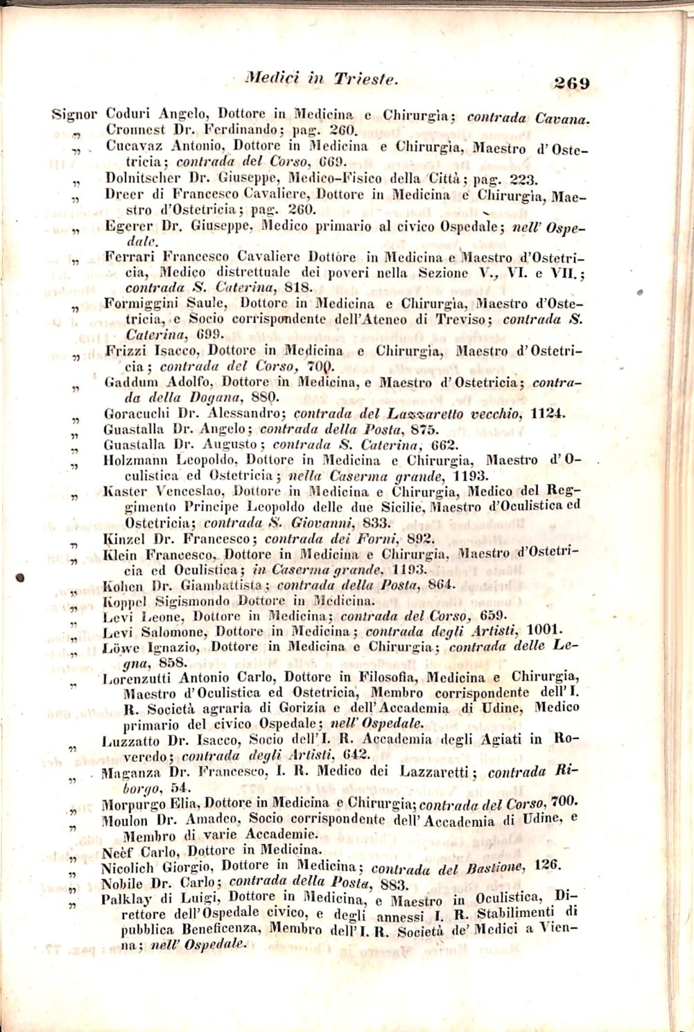 Scematismo dell'I. R. Litorale Austro-Illirico ed unitovi Indicatore generale della Città di Tr  · Str. 289