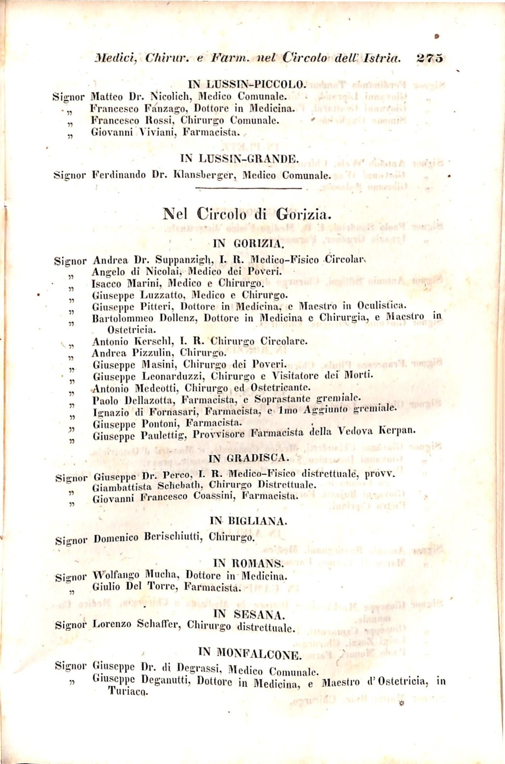 Scematismo dell'I. R. Litorale Austro-Illirico ed unitovi Indicatore generale della Città di Tr  · Str. 295