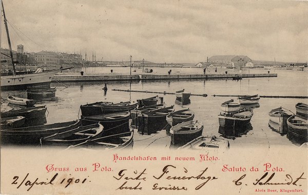 Handelshafen mit neuem Molo : Gruss aus Pola = Saluto da Pola