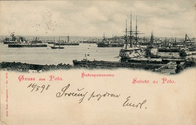 Gruss aus Pola = Saluto da Pola : Hafenpanorama