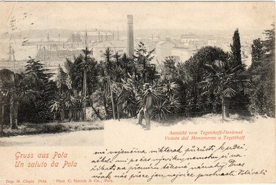 Gruss aus Pola : Aussicht vom Tegethoff = Saluto da Pola : veduta dal Monumento a Tegethoff