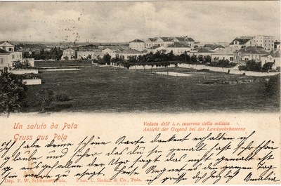 Un saluto da Pola : veduta dell' i. r. caserma della milizia
