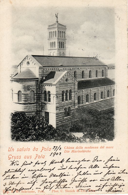 Un saluto da Pola : chiesa della Madonna del mare = Gruss aus Pola : die Marinekirche