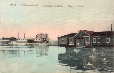 Pola : Schwimmschule = Vojničko kupalište = Bagni militari